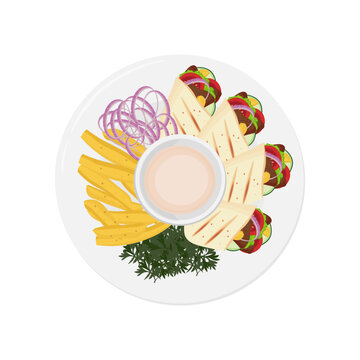 logo illustration of Arabic Shawarma on a Plate