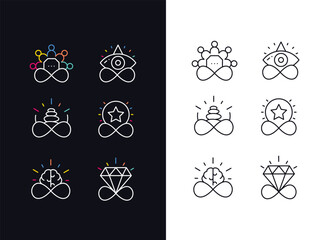 Infinity Inspired Logos Collection. These logos beautifully embody the ideas of eternal harmony, endless unity, and infinite diversity.