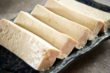 sliced tofu on plate