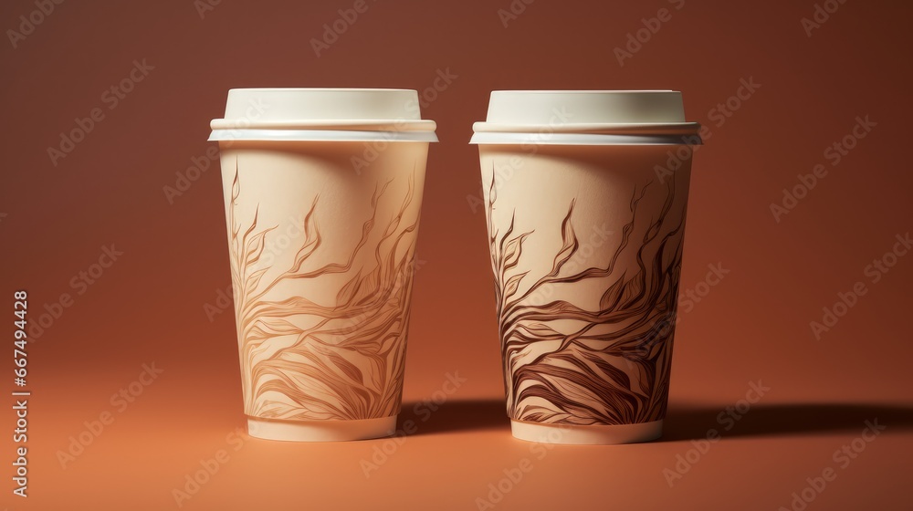 Poster pair of paper java cups