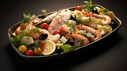 Italian seafood salad platter - obrazy, fototapety, plakaty