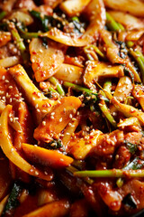 Stir-fried spicy vegetables on a plate