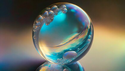 Glass ball on black background Ai generative