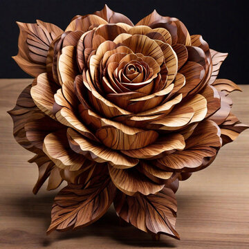 red rose flower made using wood, Wood carving