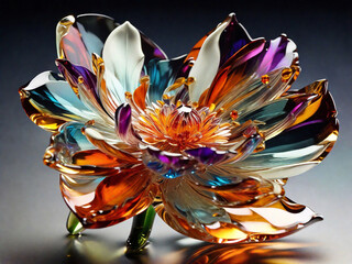 a flower  made by glass,Glass engraving