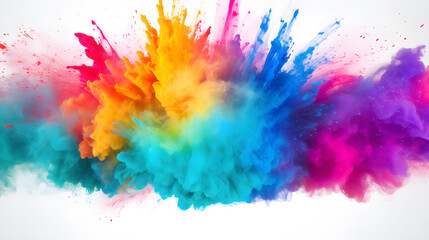 abstract colorful watercolor splash on white background, colored powder explosions
