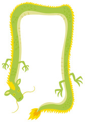 空を飛ぶ龍の長方形のフレーム