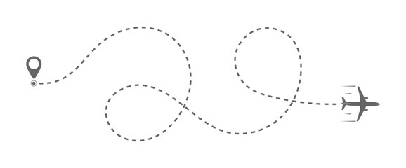 plane's course line is a dotted line