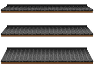 角度別瓦屋根のイラストセット（黒） © 麻由美 八木