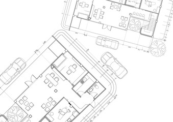 Fototapeta premium Write a blueprint architecture for building.
