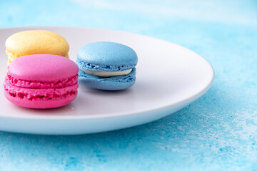 colorful macaroons on a plate