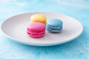 colorful macaroons on a plate