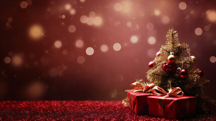 christmas background red with copy space, xmas celebration background