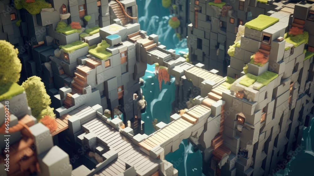 Poster Visualize a person creating level designs and puzzles to enhance player engagement in game development