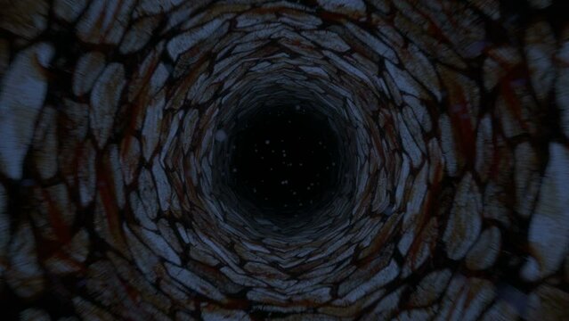 Falling into a stone well. Seamless loop