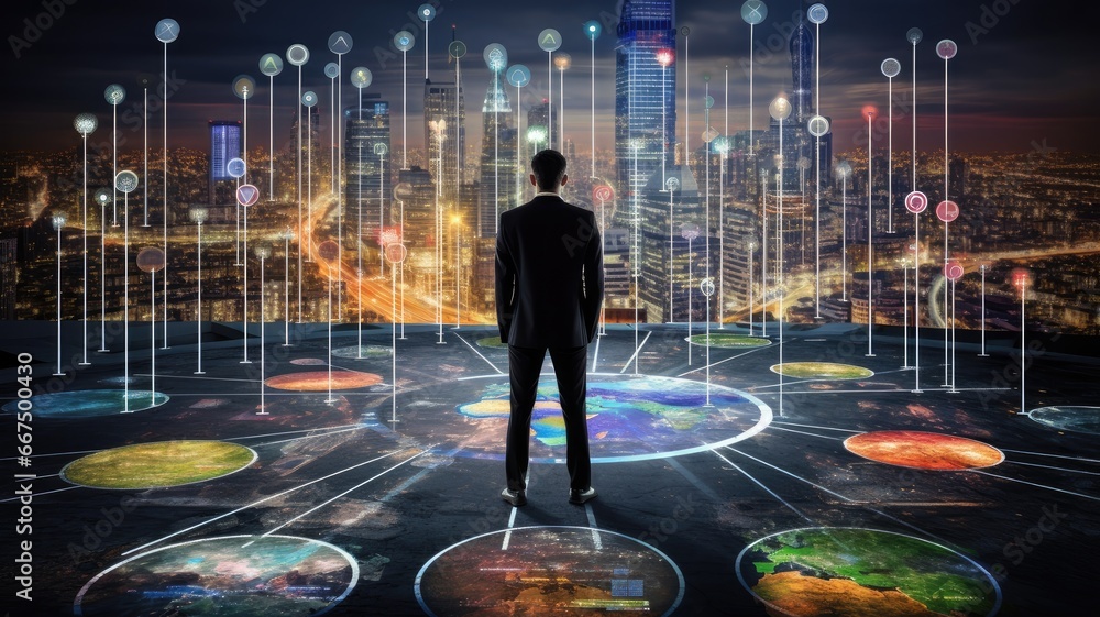 Aufkleber visualize a person mapping out a digital roadmap to achieve strategic goals in digital transformatio