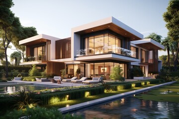 Obraz premium A modern and luxurious house