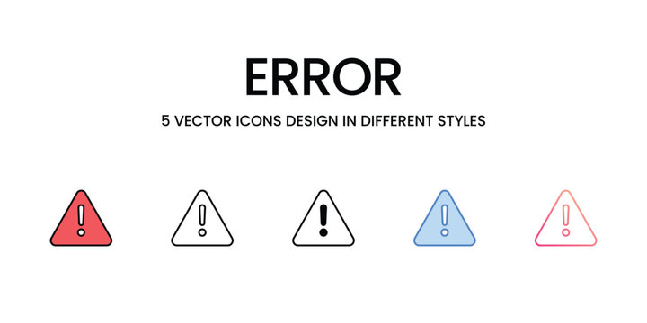 Error icons set, colorline, glyph, outline, gradinet line, icon vector stock illustration isolate white background.