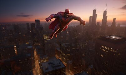 Superman in the city  sky flying 