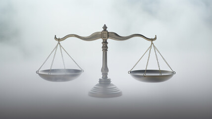The scales of justice are a symbol of law and authority, weighing guilt is a legal concept of truth