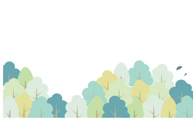 木のたくさん生えた森のベクターイラスト 