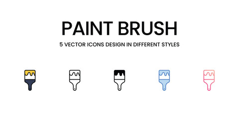 Paint Brush icons set, colorline, glyph, outline, gradinet line, icon vector stock illustration isolate white background.