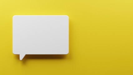 Bubble speech paper cutout yellow background 3D illustration