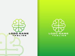 Tech brain. Brain logo design. Brain idea. Science.Modern. Health. Technology. Human. Think. Premium. Idea tech logo. Head. Bulb. Creative