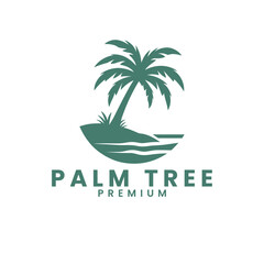 Vector summer palm tree icon and travel logo vector illustration