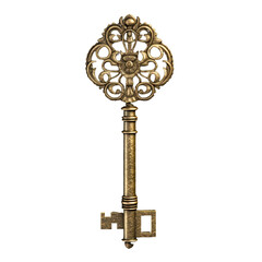 Antique brass key, PNG file, Transparent Background
