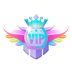 VIP badge with wings and crown