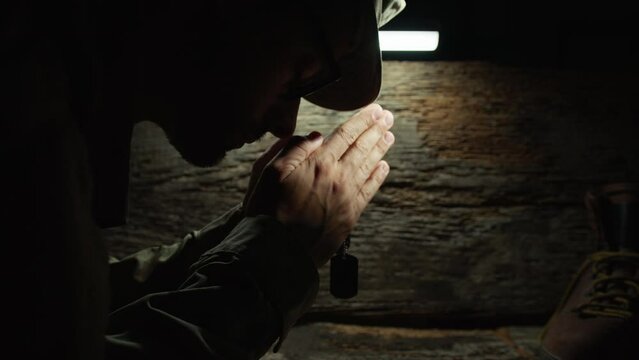 Veteran praying on memorial day 