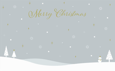 静かな雪景色のクリスマスイラスト