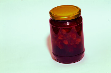 a jar of strawberry jam