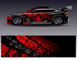 Car wrap design vector.Graphic abstract stripe racing background designs for vehicle, rally, race, adventure and car racing livery