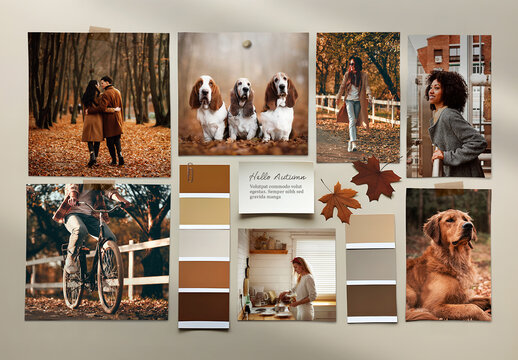 Autumn Photo Collage Mood Board Mockup