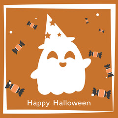 Vector of Halloween Ghost Design and Candy
