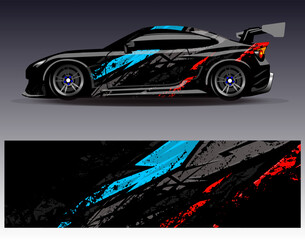 Car wrap design vector.Graphic abstract stripe racing background designs for vehicle, rally, race, adventure and car racing livery