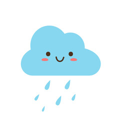 Cloud icon in Kawaii. Kawaii Cloud. Vector illustration in flat style.	
