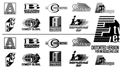 fake logo collection. initial logo set in alphabetical order. retro nostalgia logo designs vector. - obrazy, fototapety, plakaty