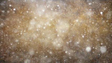 Fototapeta premium snow blurred background snowfall, holiday letterhead postcards, vintage wall gold plaster background, with copy space christmas canvas