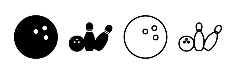 Bowling icon vector. Bowling ball and pin icon. Bowling pins with ball icon.