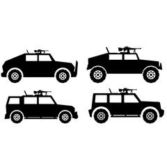 Military vehicle icon set. Light utility vehicle silhouette for icon, symbol or sign. Armored vehicle symbol for military, war, conflict and defense