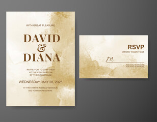 Wedding invitation with abstract watercolor background