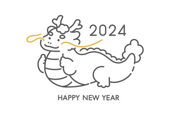 Fototapeta premium 2024辰年 シンプルなイラスト年賀状