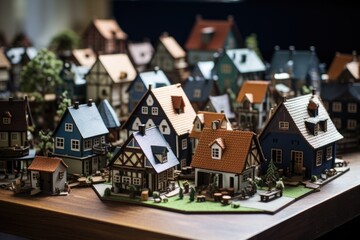 A miniature city with houses - obrazy, fototapety, plakaty
