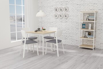 3D render of a dining table in the interior