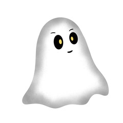 Cute cartoon scary little ghost on Halloween.