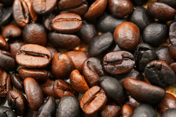 Closeup of roasted coffee beans