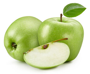 Fresh green apple isolated on white background